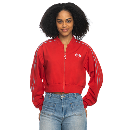 UNM Bookstore Women's ZooZatz Crop Track Jacket UNM Interlocking